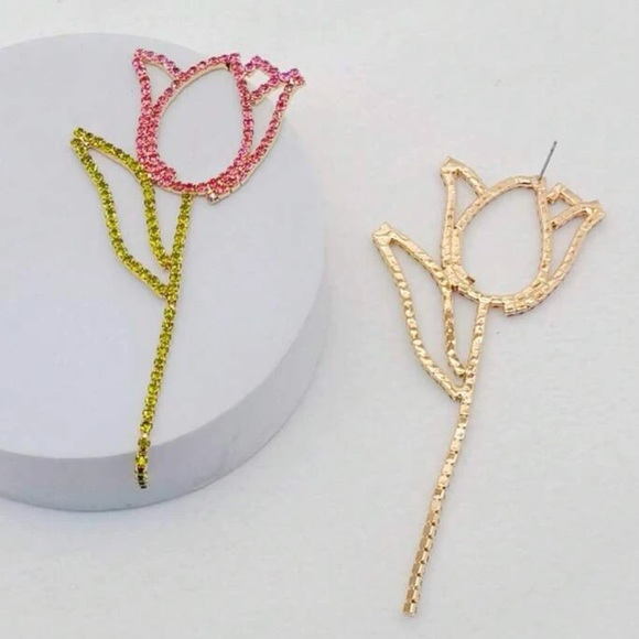 Gemstone Flower Earrings - Picture 6 of 6